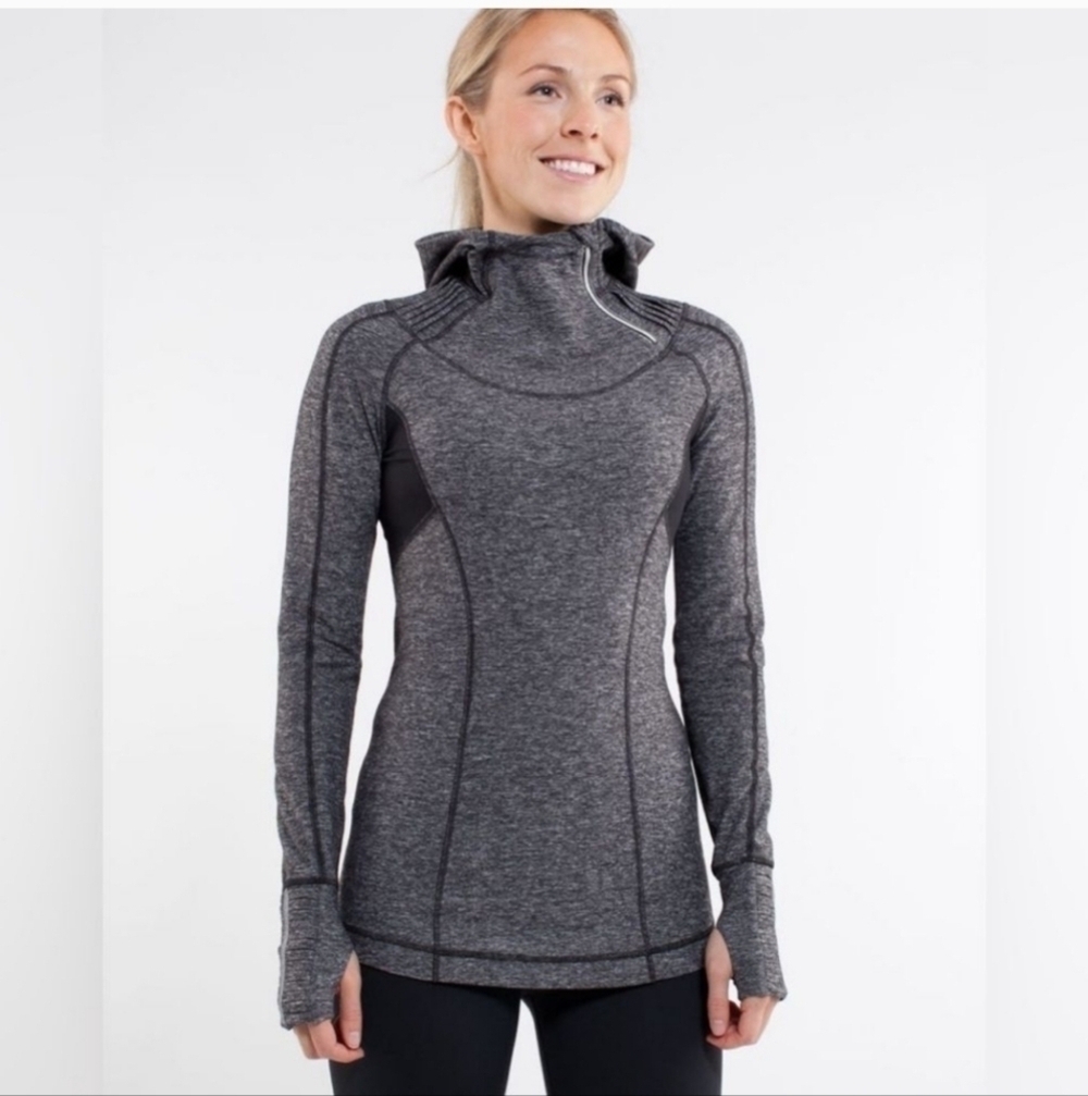 Lululemon Run: Back On Track Black & Gray Hoodie Pullover 4